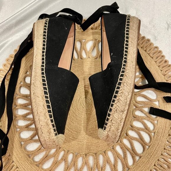 J Crew Black Canvas Espadrille Flats Size 9.5 AX894 - Picture 4 of 11